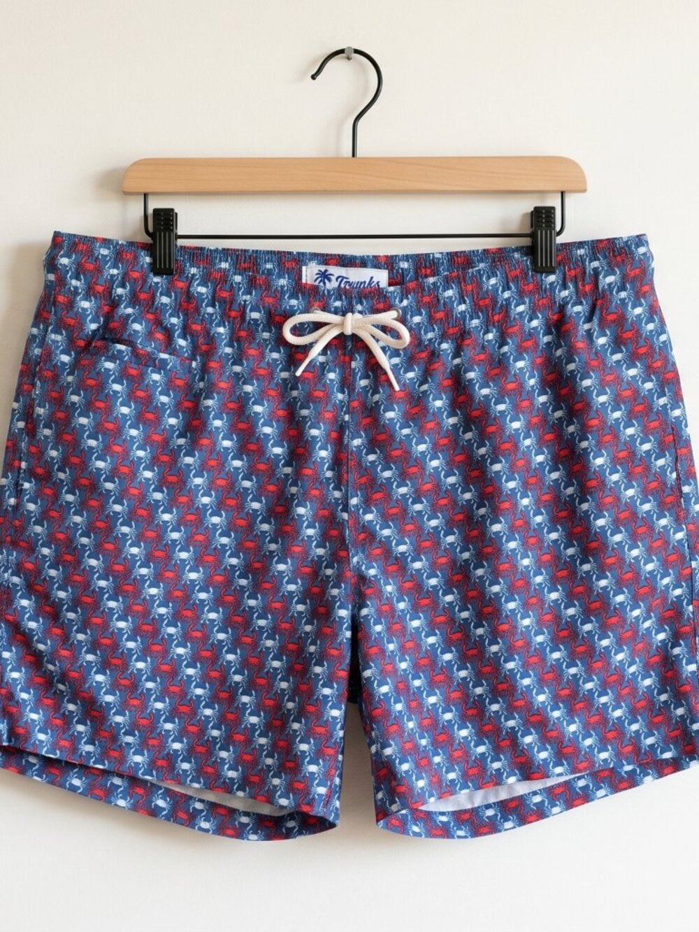 Trunks Surf & Swim Co Crab Print Swim Trunks Red White Blue Men's Small
